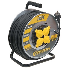 Катушка УК50 на мет. с термозащитой 4 места 2P+PE/50м КГ 3х1,5мм2 IP44 PROFESSIONAL IEK WKP16-16-04-50-44