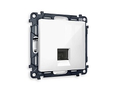 Комплект механизма компьютерной розетки AMBRELLA VOLT ALFA Белый глянец RJ-45(8P8C) CAT6 с шторкой QUANT (AP1120, VM188) MA112010