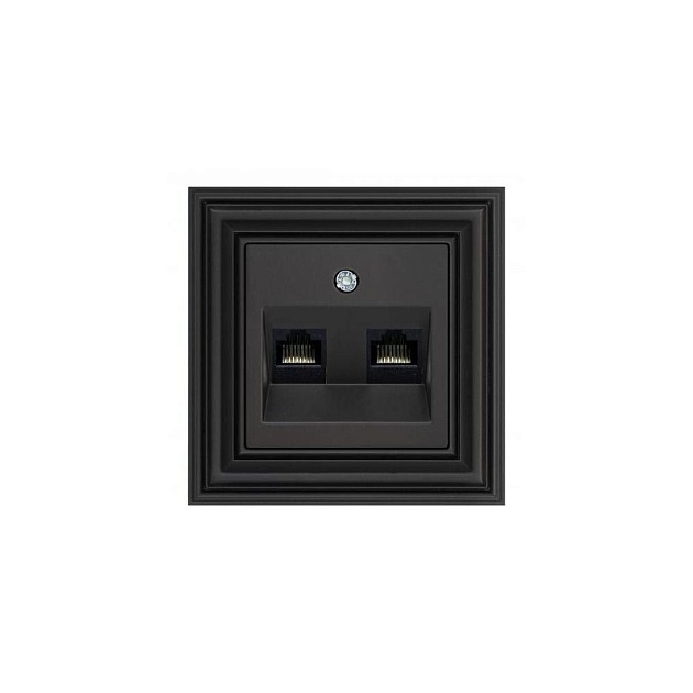 Розетка 2xRJ45 Liregus Retro черный матовый 29-236 Фото № 1