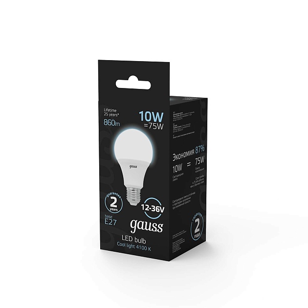 Лампа светодиодная Gauss E27 10W 4100K матовая 202502210 Фото № 5
