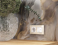 Комплект механизма 2-кл проходного выключателя AMBRELLA VOLT с подсветкой 5600K ALFA Белый глянец QUANT (AP1040, VM120, G25W) MA104035 1