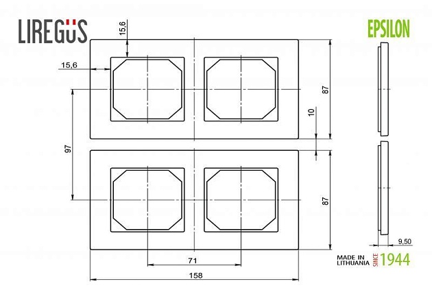 Рамка 2-постовая Liregus Epsilon сталь 28-2272 Фото № 2