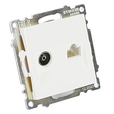 Розетка телевизионная TV + компьютерная RJ-45 Stekker Катрин GLS00-7106-01 белая 49181 4