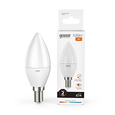 Лампа светодиодная Gauss E14 8W 3000K матовая 33118 3