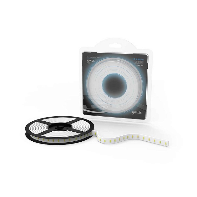Светодиодная влагозащищенная лента Gauss 14,4W/m 60LED/m 5050SMD холодный белый 5M 311000314 изображение 5 Светодиодная влагозащищенная лента Gauss 14,4W/m 60LED/m 5050SMD холодный белый 5M 311000314 Фото № 5