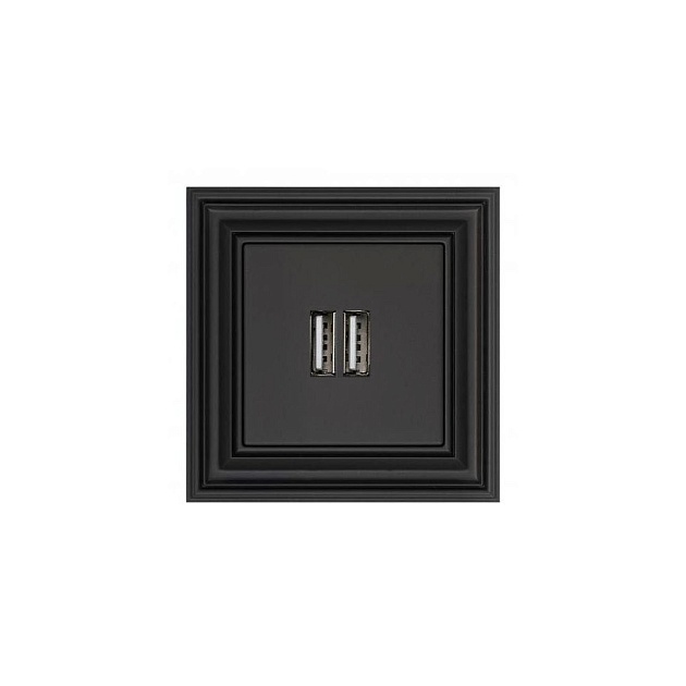 Розетка 2xUSB Liregus Retro черный матовый 29-217 Фото № 1