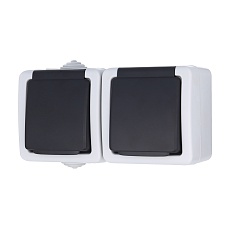 Розетка LK Studio двойная с з/к, EF602G, 16A (серый) 80008 2