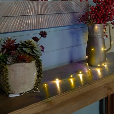 Светодиодная гирлянда Feron CL588 линейная Роса, 2700К, 2м, с питанием от батареек, прозрачный шнур 51439 1