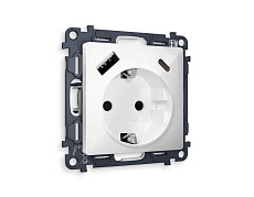 Комплект механизма электрической розетки AMBRELLA VOLT ALFA Белый глянец 2USB A+C 20W (быстрая зарядка) с/з QUANT (AP1100, VM160) MA110010