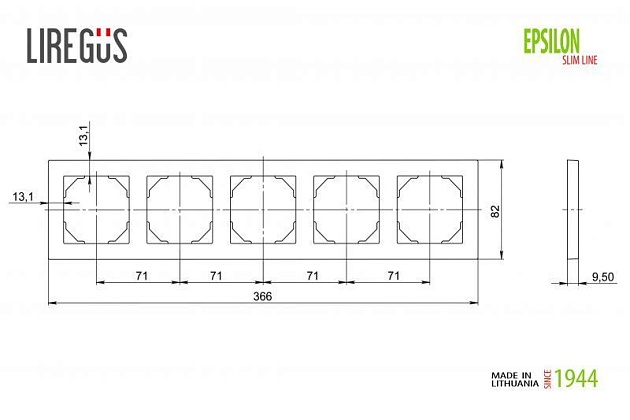 Рамка 5-постовая Liregus Epsilon белый 28-0425 Фото № 2