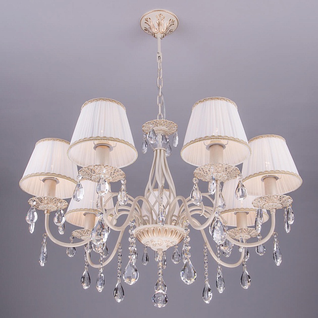 Подвесная люстра Eurosvet 3637/7 белый с золотом/прозрачный хрусталь Strotskis Фото № 5