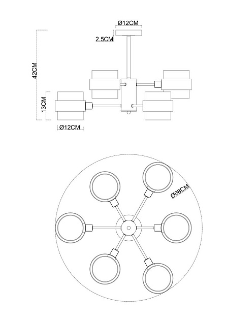 Потолочная люстра Arte Lamp Carlo A8205SP-6BK изображение 2 Потолочная люстра Arte Lamp Carlo A8205SP-6BK Фото № 2