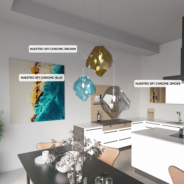 Подвесной светильник Crystal Lux NUESTRO SP1 CHROME/SMOKE Фото № 4