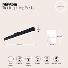 Трековый светодиодный светильник для магнитного шинопровода Maytoni Track lamps TR012-2-20W4K-B 1