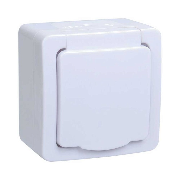 Розетка 2P+PE IEK Germes Plus с крышкой белая ERMP12-K01-16-54-EC Фото № 1