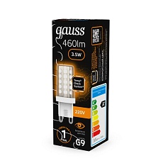 Лампа светодиодная Gauss G9 3,5W 3000К прозрачная 107009105 2