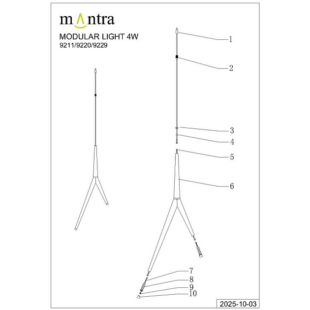 Подвесная люстра Mantra Arrecife 9362+9211 (5L) Фото № 14