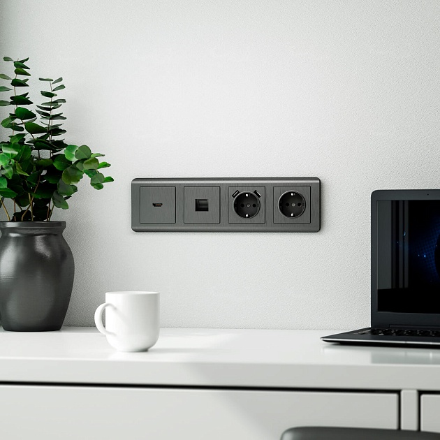 Розетка с заземлением Werkel графит рифленый W1171004 4690389158629 Фото № 5