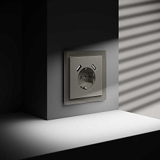 Розетка встраиваемая Voltum S70 с заземлением и защитными шторками, 16А, с USB, A+A, (шелк) VLS040404 4