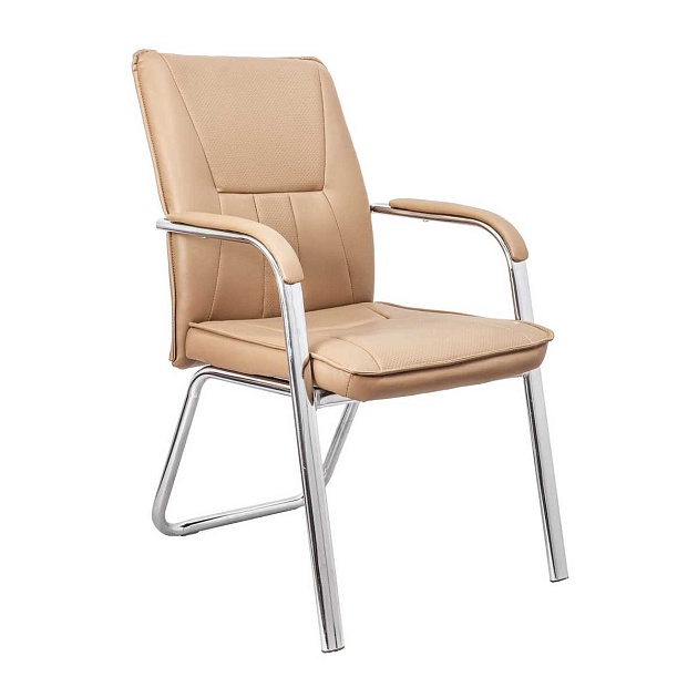 Офисный стул AksHome Oscar бежевый, экокожа, цвет каркаса хром 70058 Фото № 1
