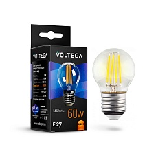 Лампа светодиодная филаментная Voltega E27 6W 2800К прозрачная VG10-G1E27warm6W-F 7023