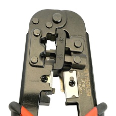 Кримпер Stekker CTLS007 для обжима RJ разъемов RJ-45 (8P8C), RJ-12 (6P6C) и RJ-11 (6P4C и 6P2C), черный, красный 49613 5