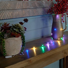 Светодиодная гирлянда Feron CL588 линейная Роса, мультиколор, 2м, с питанием от батареек, прозрачный шнур 51441 3