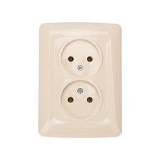 DEA Розетка 2-ая керамика б/з с/у 10А Беж KRANZ KR-78-0249