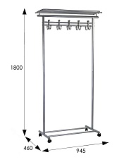 Гардеробная вешалка на колесах Мебелик М 9 008209 2