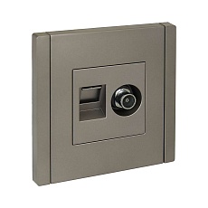 FORTE&PIANO Розетка двойная TV+RJ45 кат.5E FP536 сталь IEK FP-AK20-1-K46