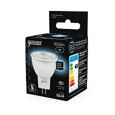 Лампа светодиодная Gauss GU4 3W 4100K матовая 132517203 3