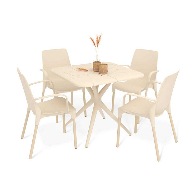 Обеденная группа Sheffilton SHT-DS202 бежевый/ваниль 8908694601 Фото № 1