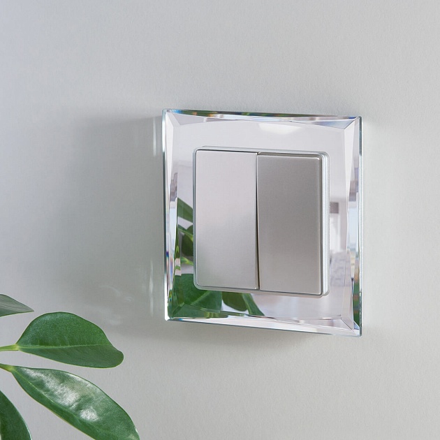 Выключатель Werkel двухклавишный проходной серебряный W1122006 4690389155963 Фото № 4