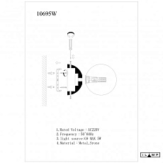 Бра iLamp Foxtrot 10695W/1-D100 BK-WH 1