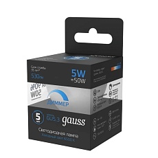 Лампа cветодиодная диммируемая Gauss GU5,3 5W 6500K прозрачная 101505305-D 2