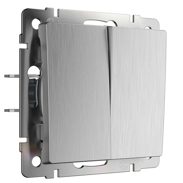 Выключатель двухклавишный Werkel (cеребряный рифленый) W1122009 4690389159626 изображение 1 Выключатель двухклавишный Werkel (cеребряный рифленый) W1122009 4690389159626 Фото № 1