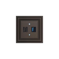 Розетка HDMI/USB Liregus Retro коричневый омбре 29-039