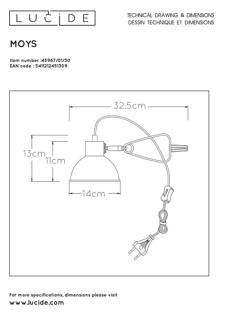 Настольная лампа Lucide Moys 45987/01/30 изображение 2 Настольная лампа Lucide Moys 45987/01/30 Фото № 2
