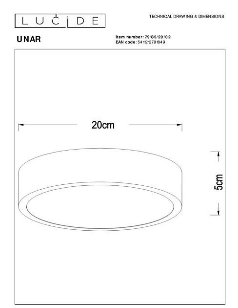 Потолочный светодиодный светильник Lucide Unar 79185/20/02 Фото № 2