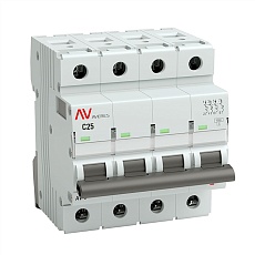 Выключатель автоматический AV-6 4P 25A (C) 6kA EKF AVERES mcb6-4-25C-av