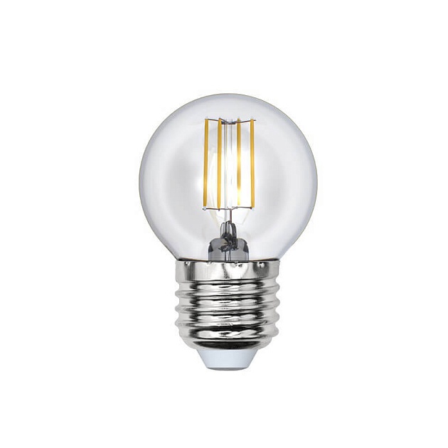 Лампа светодиодная филаментная Uniel E27 6W 3000K прозрачная LED-G45-6W/WW/E27/CL UL-00000196 Фото № 1