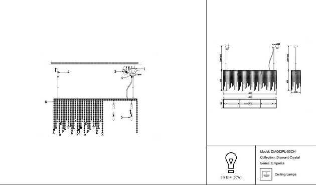 Подвесная люстра Maytoni Empress DIA002PL-05CH Фото № 3