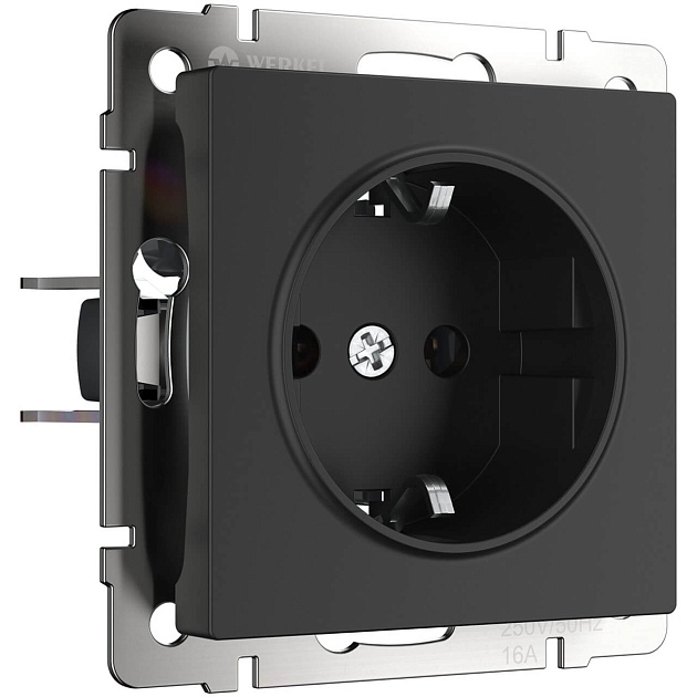 Розетка с заземлением Werkel черный матовый W1171008 4690389156878 изображение 1 Розетка с заземлением Werkel черный матовый W1171008 4690389156878 Фото № 1