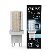 Лампа светодиодная Gauss G9 3,5W 4100К прозрачная 107009205 2