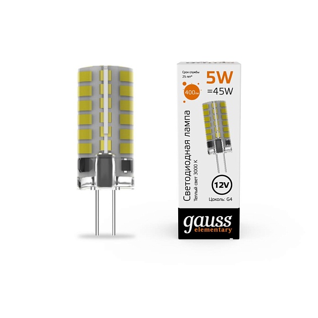 Лампа cветодиодная Gauss G4 5W 3000K прозрачная 18715 Фото № 4