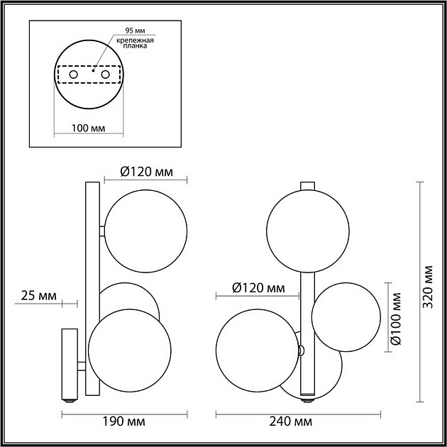Бра Odeon Light Modern Tovi 4818/3W изображение 5 Бра Odeon Light Modern Tovi 4818/3W Фото № 5