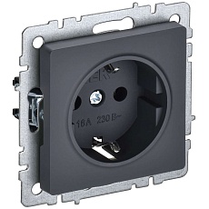 BRITE Розетка 1-местная с заземлением без защитных шторок 16А РС11-1-0-БрГ графит IEK BR-R11-16-K53