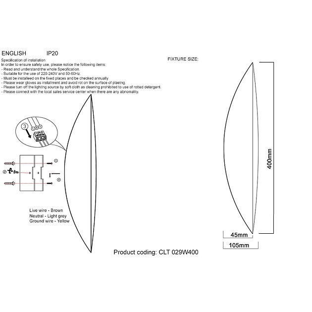 Настенный светильник Crystal Lux CLT 029W400 WH Фото № 2