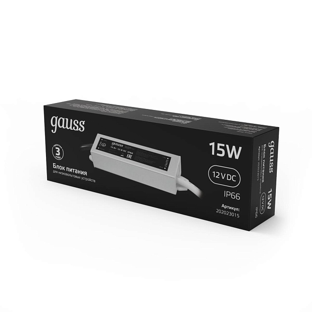 Блок питания Gauss 12V 15W IP66 2A 202023015 Фото № 3