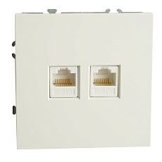 Розетка компьютерная 2-местная RJ-45 (механизм), STEKKER, серия Эмили, RST00-5111-01, белый фарфор, soft touch 49874 1